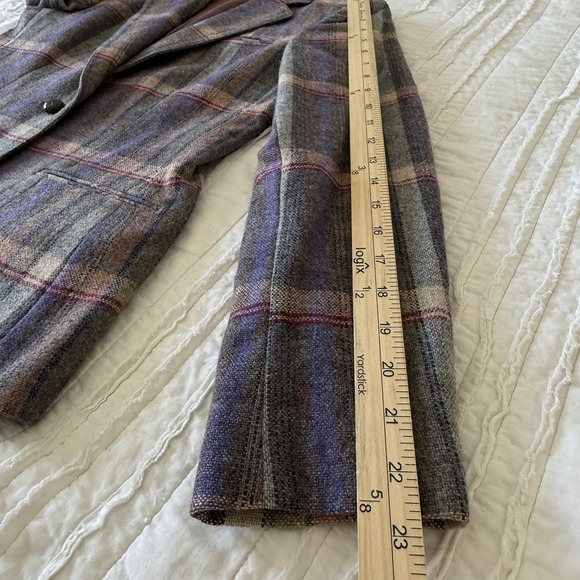 VTG Retro Prep Wool Plaid Blazer Womans 8 Preppy New England Old Money Mod - Picture 7 of 10